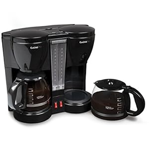 Double Coffee Brewer Station – Dual Drip Coffee Maker Brews two 12-cup Pots, Make Regular or Decaf at Once or Different Flavors, w/ Individual Heating Elements, 2 Glass Carafes, Filters & Scoopers