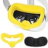 VR Siliconen Gezichtsbescherming Masker Combo met Beschermende Lens Cover voor Oculus Quest 2 Gezichtsdekking…