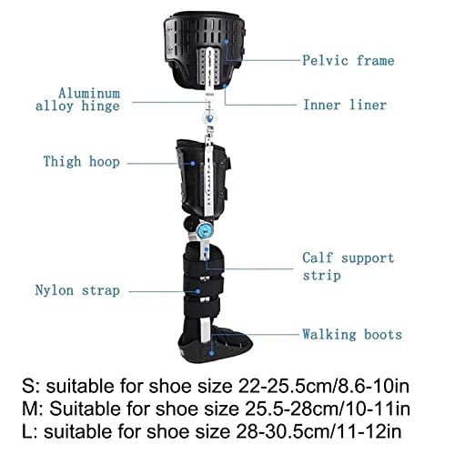 Foot Fixation Orthosis Reusable, Hinged Hip Knee Ankle Foot Brace Support for Thigh Leg Fracture Foot and Orthotics of Lower Limbs Knee Ankle