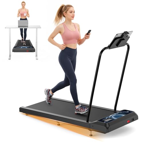Image of HOELLL Treadmills for Home Small with 0%-8% Incline and APP Sync, Compact Under Desk Walking Treadmill Pad with Handle Bar Removable, Remote Control and LED Display, 2.5HP