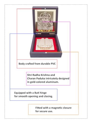 Image of 24K Gold Polished Brown and Gold Color Shree Radha Krishna Small Pooja Box | Ideal Gift for Hindu Religious, Family and Friends, Corporate Gifts etc... | Worship, Gifting, and Spiritual Blessings.