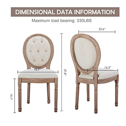 Image of Virabit French Country Dining Chairs Set of 6, Vintage Louis Chairs with Curved Backrest and Beautifully Carved Solid Wood Frame, Farmhouse Dining Chairs for Living Room, Kitchen, Restaurant