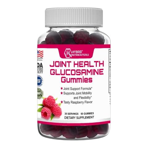 Hybrid Nutraceuticals Joint Health Supplement - Glucosamine Gummies with Vitamin E - Support Joint Mobility & Flexibility Support Supplement, Raspberry Flavor - 60 Gummies Cover