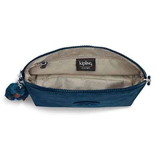 Kipling Womens Women's Zadok Pouch, Lightweight, Organize Accessories, Slip Compartments, Top Zip Closure, Nylon Pouch, Night Teal Tonal, 8 L X 6.38 H 3.75 D Us #TOP2