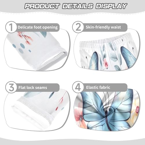 Toddler Girls Leggings Printed Yoga Pants Leggings Yellow Flower Blue Butterfly for Kids3