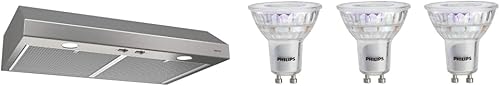 Miniatura 1 de Broan-NuTone BCSD124SS Glacier - Campana extractora convertible de 4 vías para debajo del gabinete de 24 pulgadas y bombilla LED Philips GU10 sin