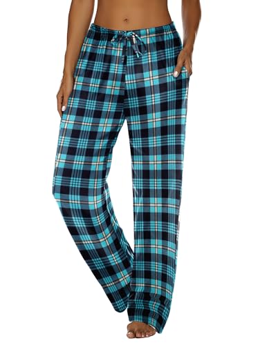 Image of Ekouaer Women Pajama Pants Comfy Pj Bottom with Pockets Stretch Plaid Sleepwear