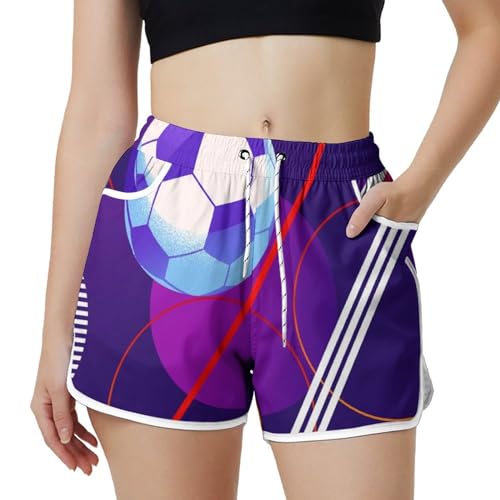AYUNIX Women's Running Shorts with Pockets Quick Dry Performance Shorts for Women Football 80s 90s Athletic Workout Shorts White