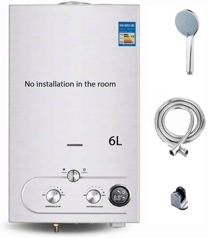 Gas hot water boiler that will transform your daily routine 6 6L Hot Water Heater, Outdoor LPG Gas Water Heater, On Demand Instant Boiler with LED Digital Display Shower Head For Camping, RV, Cabin, Barn Over-pressure Protection