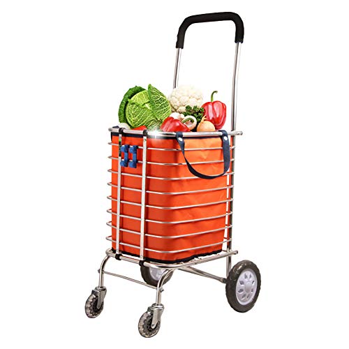 Z-H The Portable Cart, 35L Large Capacity, Collapsible Rod And Hand Cart, 360 ° Rotation Of The Wheel, Silent Vibration, Detachable Bag (Size : 4 Wheels)
