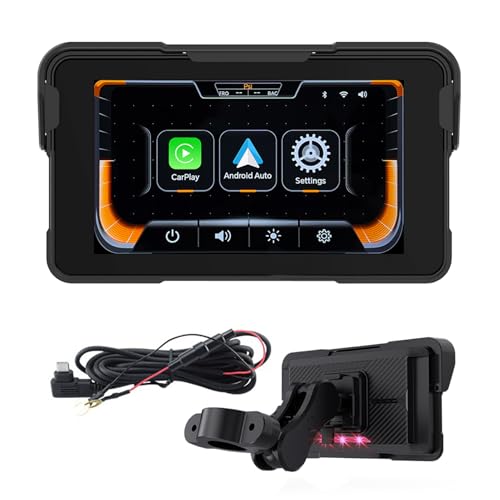 PIXZCSA IP67 wasserdichtes Motorrad Handy mit 5 Zoll IPS Bildschirm, kompatibel mit und Android Auto, inklusive LED Hintergrundbeleuchtung. IP67 wasserdicht, tragbar, schnell, Kein Reifendruck