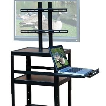 VTI Manufacturing FPCAB4226E 32 in. Adjustable Cabinet cart44; Flat Panel TV w Pull Out Shelf