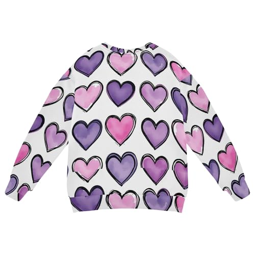 JUNZAN Purple Pink Heart Watercolor Little Girls Pullover Hoodie Long Sleeve Kids Hoodies Boys Party 4T2