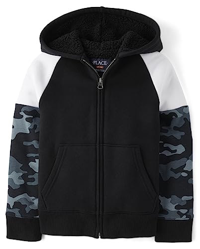 Image of The Children's Place boys Long Sleeve, Sherpa Lined, Zip-front Hoodie Sweatshirt