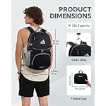 WATERFLY Hiking Packable Daypack Backpack: 25L Ultra Lightweight Day Pack for Woman Man - Small Compact Folding Back Pack for Outdoor Sport Cycling Camping Travel Trip - Black - Image 2