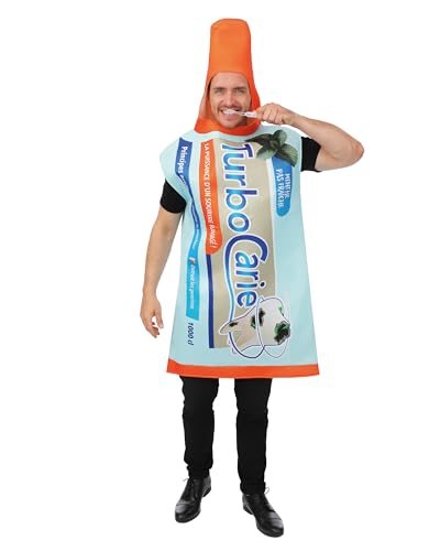 P'TIT CLOWN - 24429 - Costume da dentifricio Turbocarie per adulti, travestimento da umorismo, carnevale, Halloween, festa in maschera, EVG, taglia unica