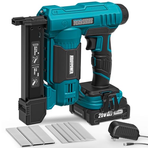 ALLOYPOWER 18 Gauge Nail Gun Battery Powered, 2 in 1 Cordless Brad Nailer/Electric Stapler with 2.0Ah Battery and Charger,1000pcs Nails and 500pcs Staples Included for Home Improvement & Woodworking