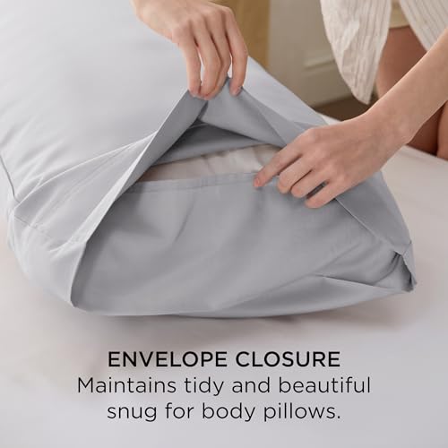 Bedsure Body Pillow Cover, Cooling Body Pillow Pillowcase for Hot Sleepers, Rayon Derived from Bamboo, Breathable & Silky Soft Long Pillow Case Cover with Envelope Closure, Light Grey, 20x54 Inches