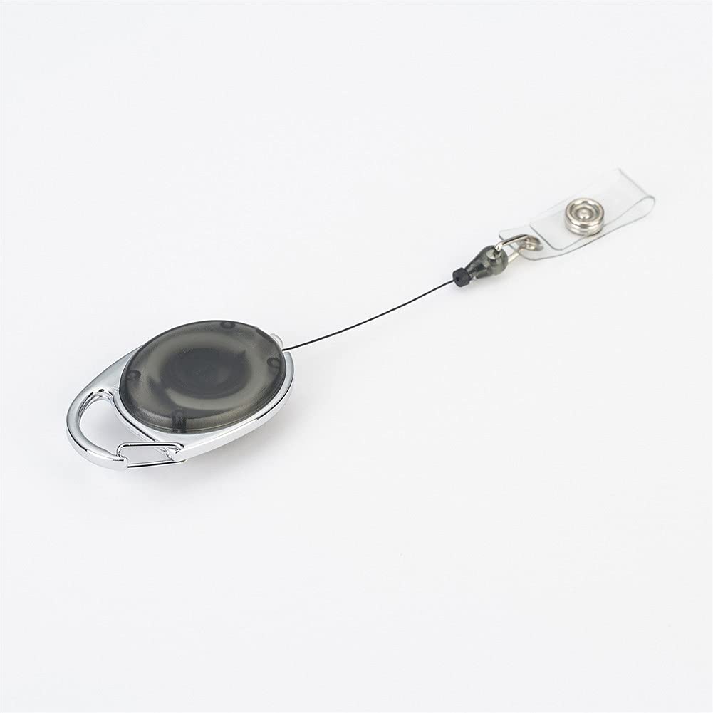 50 Stück einziehbarer Ausweishalter mit Spule, Clip, Schlüsselanhänger, Anti-Verlust-Clip Schlüsselanhänger, 68,9 cm erweiterte Reichweite, transparent schwarz