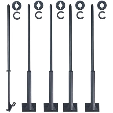 Acocony Car Flag Poles 20 Inches with Locking Cap and Retaining Clip Black Plastic Heavy Duty Flag Pole for Car Windows Pack of 5 Cover
