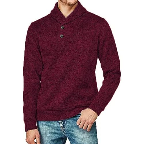 Men's Slim Fit Shawl Collar Sweater Fall Winter Button Long Sleeve Casual Crewneck Cable Knit Pullovers2