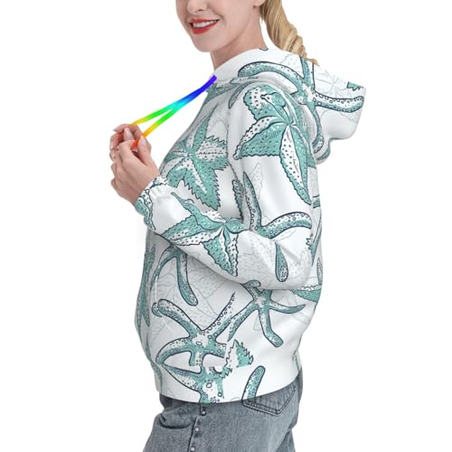 Sweat à capuche doux et extensible à motif étoile de mer et poche tendance
