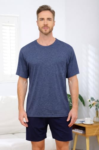 Image of Post Shoulder Surgery Shirts for Men Tear Away Recovery Short Sleeve Full Open Side Snap Chemo Adaptive Shirt