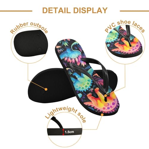 Cute Dinosaur Color Beach Summer Casual Flip Flop Sandals Non-Slip Quick Dry for Women Men 214A46002