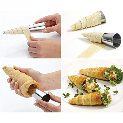 JasCherry 33pcs Non-Stick Cream Horn Cones Tubes 3 Sizes Stainless Steel Conical Croissant Pastry Baking Moulds Set - Image 4