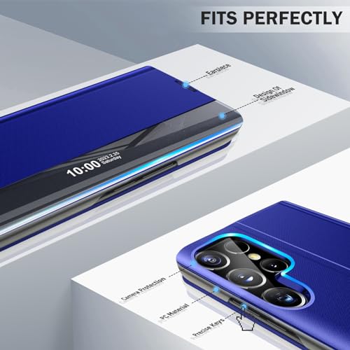 Capa de telefone para Samsung Galaxy S24 Ultra, Smart Clear View Luxury Mirror para S24 Ultra capa c