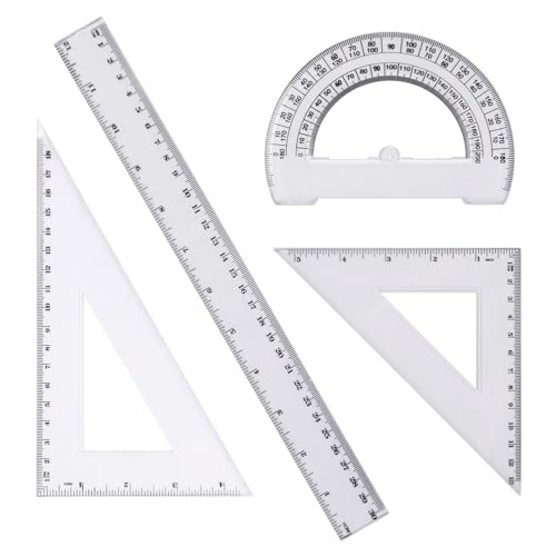 Ensemble de Règles Multifonctionnel - Comprend Règle Droite, Équerre, Rapporteur, Équerre Isocèle - Outils de Mesure Précis pour École et Bureau