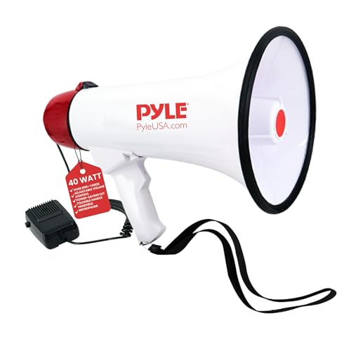Pyle 40 Watt Professional Megaphone Clear Sound & Ergonomic Grip - Multi-Function with Talk, Siren,...