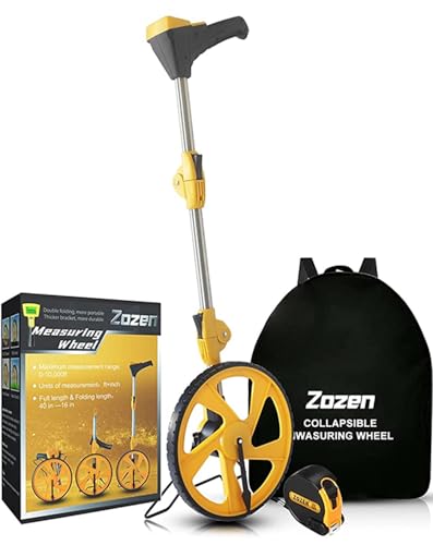 Zozen Measuring Wheel Digital Display, Foldable Feet/Meter Digital Measuring Wheel with Backlit Display | Up to 99,999Ft/ 99,999M | Kickstand to Keep Stand | Easy to Carrying Include cloth backpack.