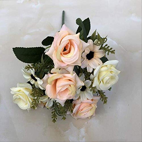 XFLOWR Pequeñas Flores Artificiales de Seda Rosa Flores de imitación de Boda roja para la decoración de la Sala de Estar en casa Flores Falsas Rosa artesanales 1 unid Flor Amarilla