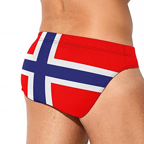 Calculay Norway Flag Men's Swimming Trunks,Beach Shorts Stretch Swimsuit Quick Dry2