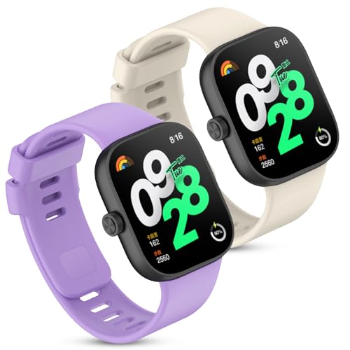 Xisair 2 Pack Silicone Watch Bands Compatible with Redmi Watch 4 Smartwatch Xiaomi Band 8 Pro Straps Sport