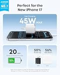 Anker Nano Charger, 45W Fast Charging, Compact and Foldable Plug USB C Charger Block for iPhone 17 Series, MacBook, Pixel 9, iPad, Samsung Galaxy S25 Ultra / S24 Series (6 ft Cable Included)