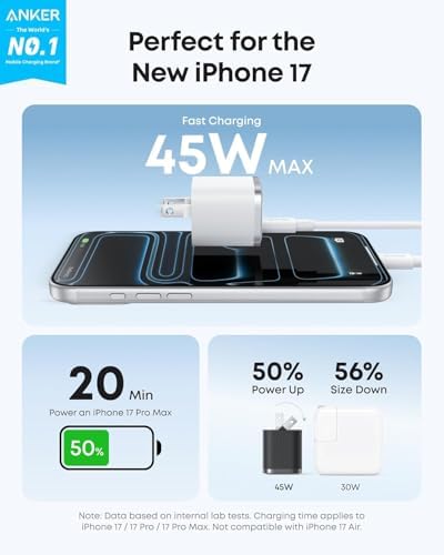 Anker iPhone Charger, 45W Type C Fast Charging, USB C Charger Block - 1