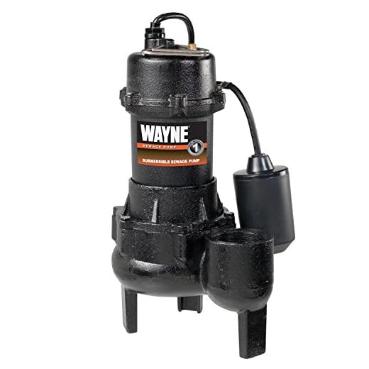 Wayne RPP50 Cast Iron Sewage Pump with Piggy Back Tether Float Switch, Black