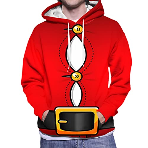 Sweat de Noël laid pour homme en rouge pastèque avec capuche et poches taille M