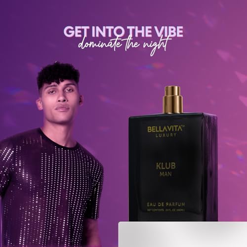Image of BellaVita Luxury KLUB Men's Eau De Parfum (100ml) | Intense, Masculine Party Perfume for Men | Notes: Lemon, Jasmine, Rose, Musk, Amber and Patchouli | Gift fot Father's Day