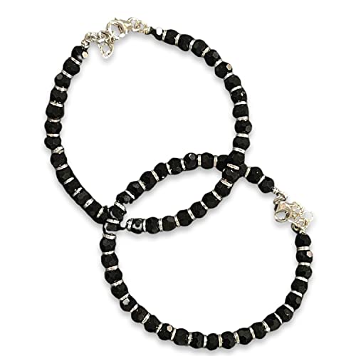 925 Sterling Silver New Born/Toddler Kids Black Beads Najariya - Style#03 (5.0 inch)2