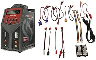 Venom Power - Pro Duo LiPo Battery Charger with LCD Screen - 80W X2 AC DC 7A NiMH LiHV LiPo Balance Charger Discharger with Charger Adapter - LiPo 1S to 6S Airsoft, Drone, RC Car Battery Charger