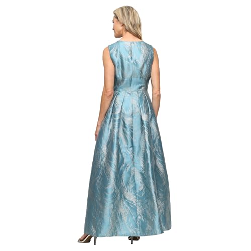 Image of Alex Evenings Women's Long Sleeveless Jacquard Dress with Flyaway Panel Skirt