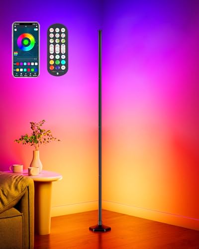 Image of Led Corner Lamp, 65 inch Color Changing Corner Lamp with Remote Control, Rgb Dimmable Music Sync Floor Lamp, Modern Smart Floor Lamp