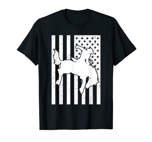 Bucking Bronco Horse USA Flag Caballo Ecuestre Camiseta