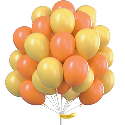 PartyWoo Orange Yellow Balloons, 60 Pcs 12 Inch Yellow Balloons, Dark Yellow Balloons, Deep Orange Balloons, Orange Balloons for Yellow Party Decorations,Orange Birthday Decorations, Orange, Yellow