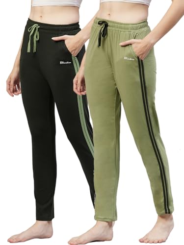 Image of BLINKIN Women Cotton Stribed Casual Style Pyjamas|Lowers With 2 Side Pockets : Ideal For Night Wear & Comfort Wear - The Ultimate Relaxed Fit Track Pants (Combo-608)