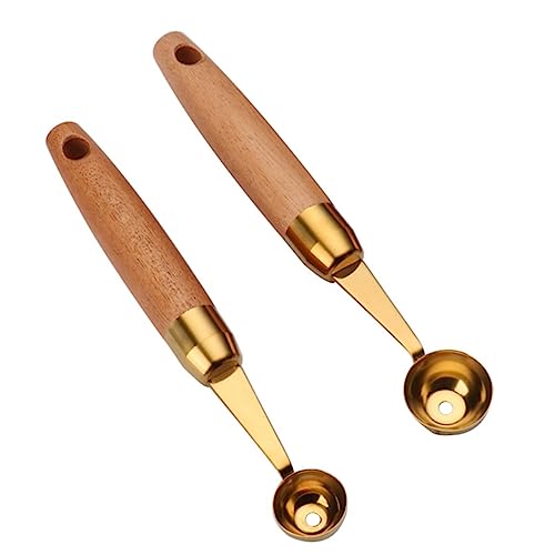 Garneck 2pcs Wooden Handle Fruit Spoons Melon Baller for Watermelon Ice and Fruits and Sapele Kitchen Tools