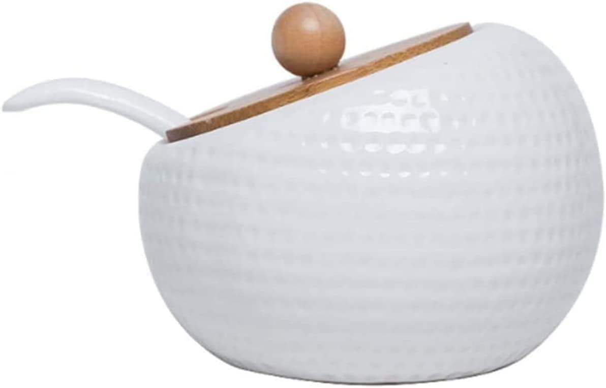 Słoiki na przyprawy, Zestaw ceramicznych pudełek na przyprawy, cukierniczka, słoik do przechowywania z łyżeczkami i bambusową pokrywką, półka, pojemniki przypraw